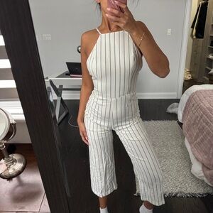 Dynamite Striped White Jumpsuit
